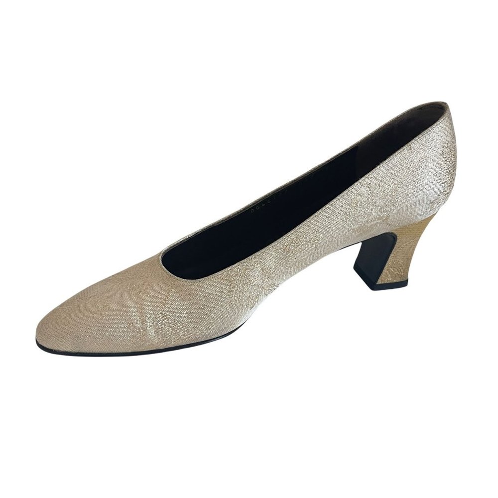 Salvatore Ferragamo Grezzo Gold Heels, DQ66147 Size 7.5 2a